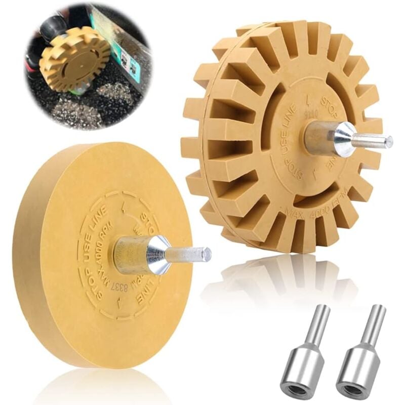 foto del prodotto sjqka confezione da 2, gomma per rimuovere residui di colla, cacciavite a batteria per rimuovere pellicole e adesivi per auto diametro 20 mm 88