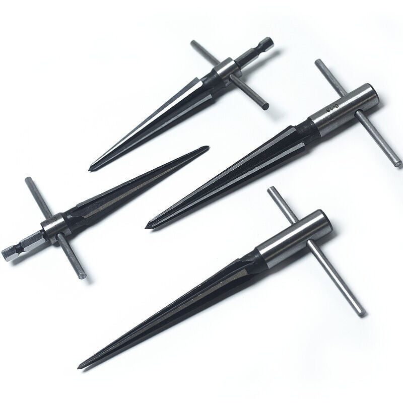 foto del prodotto sjqka confezione da 4 alesatori manuali per fori conici, alesatori per fori conici da 3 13 mm 5 16 mm per alesatura di fori obliqui, utensili da