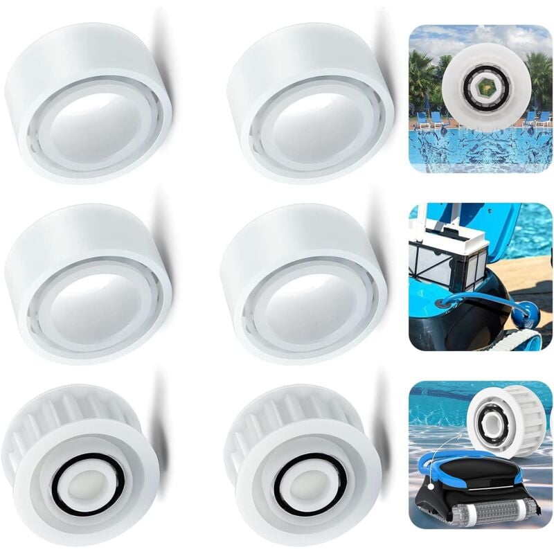 foto del prodotto sjqka confezione da 6 pulegge di guida per la sostituzione del pulitore per piscine 3884997 r6 compatibile con gli accessori per pulitore per
