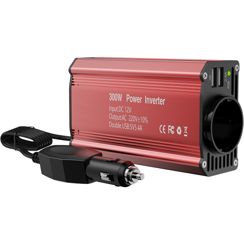 foto del prodotto sjqka convertitore per auto da 12v a 220v trasformatore da 300w, inverter di potenza, porta usb c e usb a da 3a, convertitore di tensione, carica