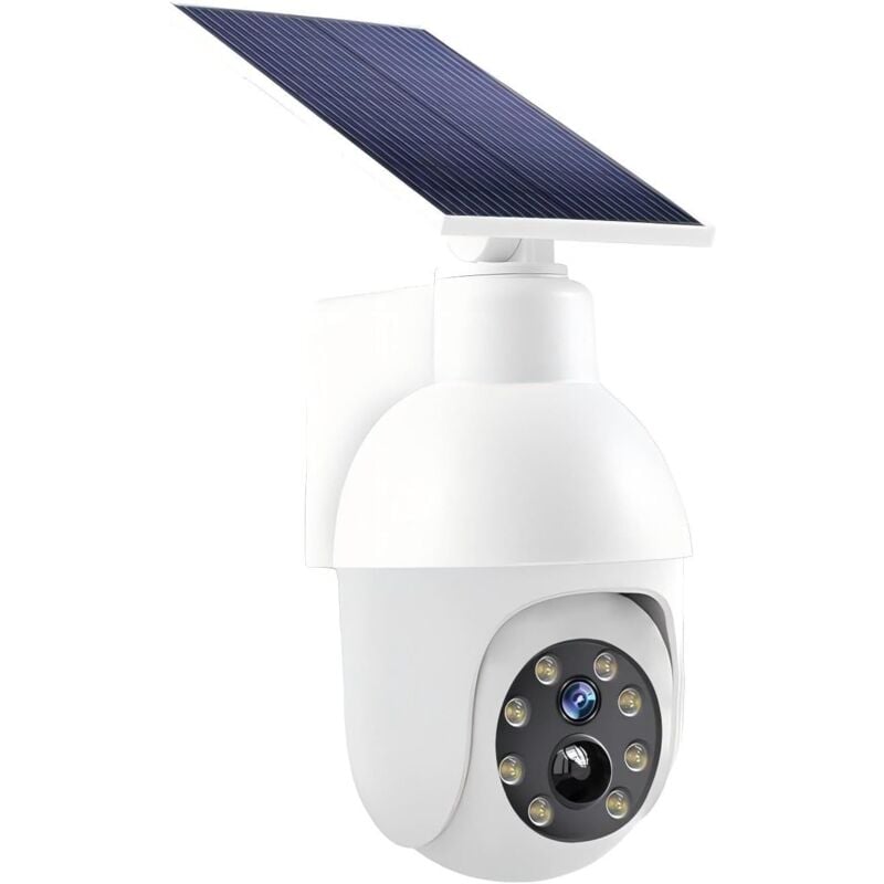 foto del prodotto sjqka faretto solare ultra luminoso a 360 gradi, telecamera cctv virtuale, sensore di movimento per esterni, faretto impermeabile ip66, telecamera