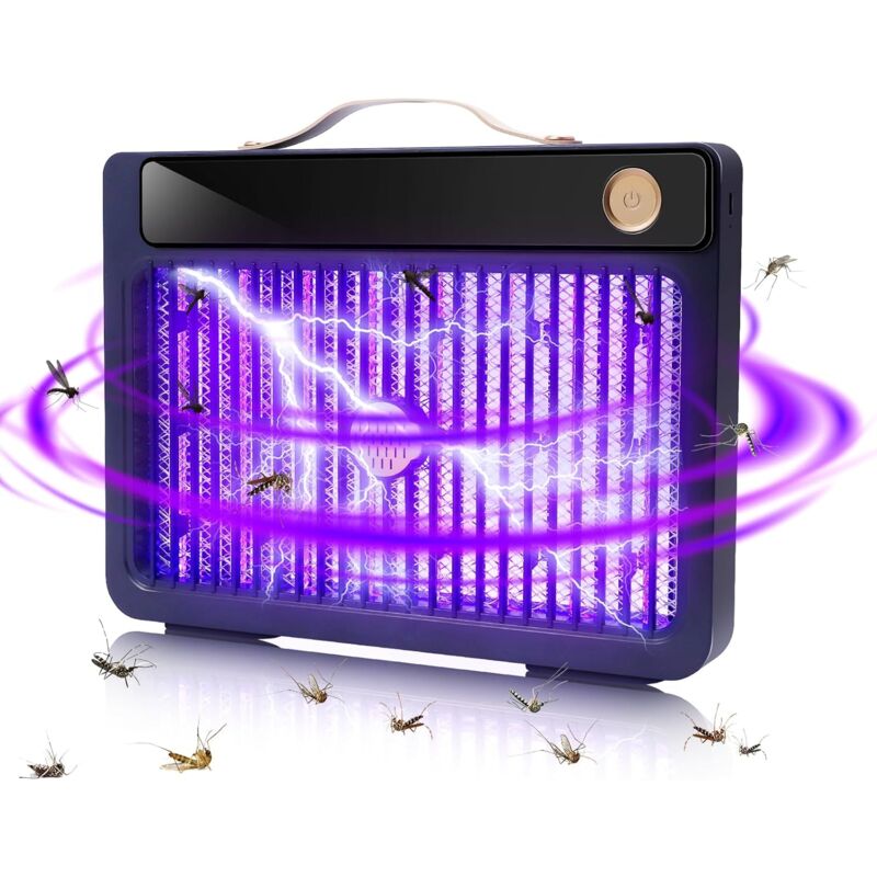 foto del prodotto sjqka lampada elettrica antizanzare, lampada anti mosche uv, trappola per insetti ricaricabile tramite usb da 4000 mah, efficace insetticida con
