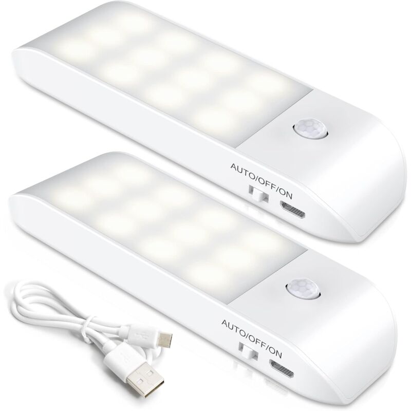 foto del prodotto sjqka luce notturna a led ricaricabile, 2 pezzi lampada a led con sensore di movimento automatico, luce da parete magnetica portatile, per