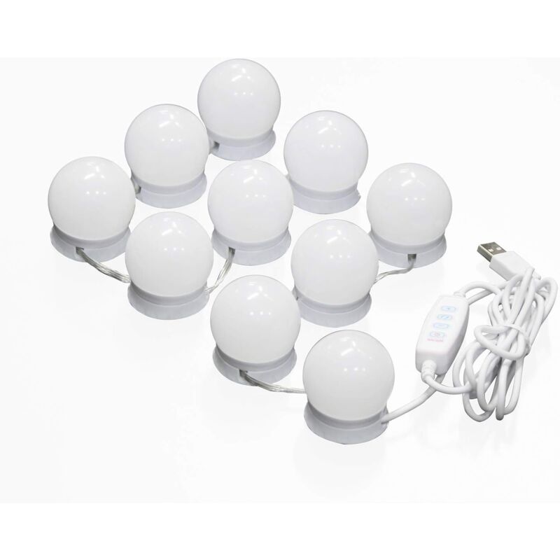foto del prodotto sjqka luce per specchio, kit di luci led dimmerabili con 10 lampadine hollywood per specchio cosmetico da bagno, 3 livelli di luminosit specchio