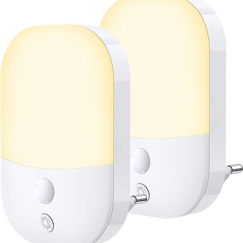 foto del prodotto sjqka luci notturne a led da 2 pezzi, lampada notturna automatica a 5 livelli di luminosit con sensore crepuscolare, luce notturna per bambini