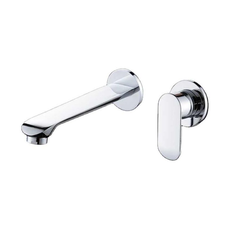 foto del prodotto sjqka miscelatore per lavabo a parete a 2 fori, corpo nascosto, rubinetto per bagno, argento