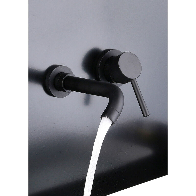 foto del prodotto sjqka miscelatore per lavabo a parete girevole a 360 rubinetto per bagno per vasca e lavabo rubinetto per lavabo a parete dal design moderno nero