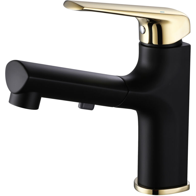 foto del prodotto sjqka miscelatore per lavabo con doccetta estraibile, rubinetti per lavabo in ottone, nero oro