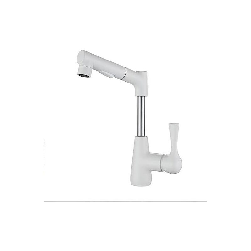 foto del prodotto sjqka miscelatore per lavabo con doccetta, rotazione a 360 gradi, rubinetto per lavabo in ottone, miscelatore per vasca bianco, rubinetto per