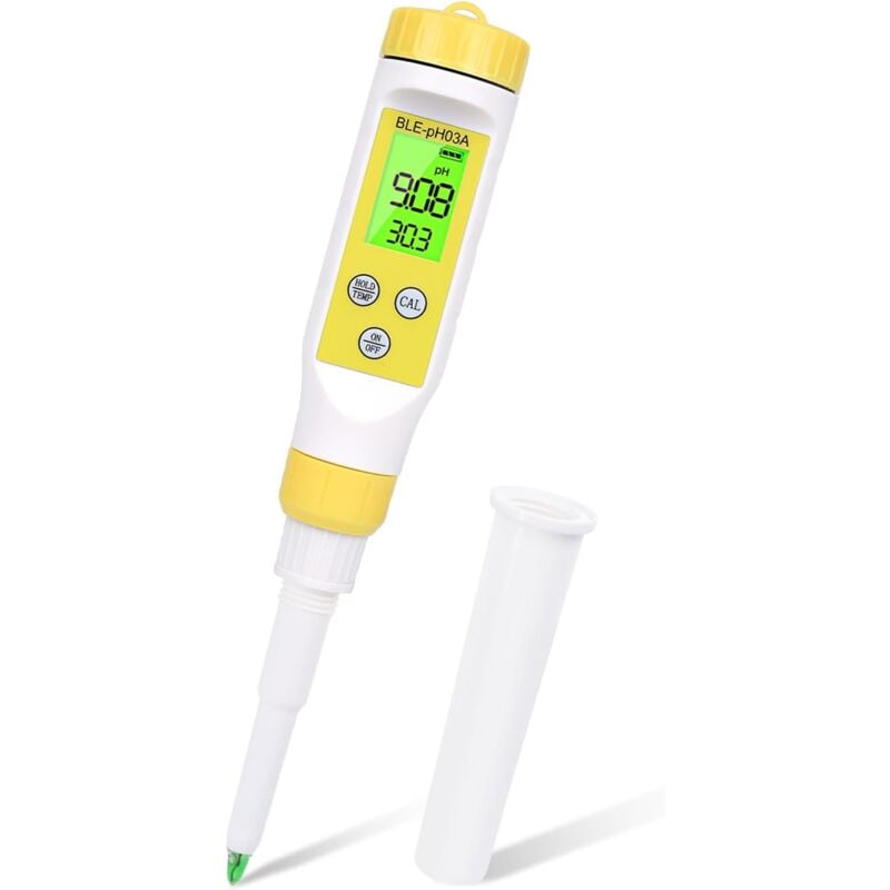 foto del prodotto sjqka misuratore di ph per alimenti, tester di ph digitale con foratura, misuratore di ph per birra ad alta precisione con display lcd