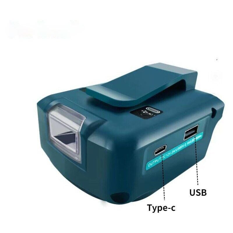 foto del prodotto sjqka per modelli makita con alimentatore inverter di tipo c, 3 comode modalit di luminosit , batteria inverter con passante per cintura da