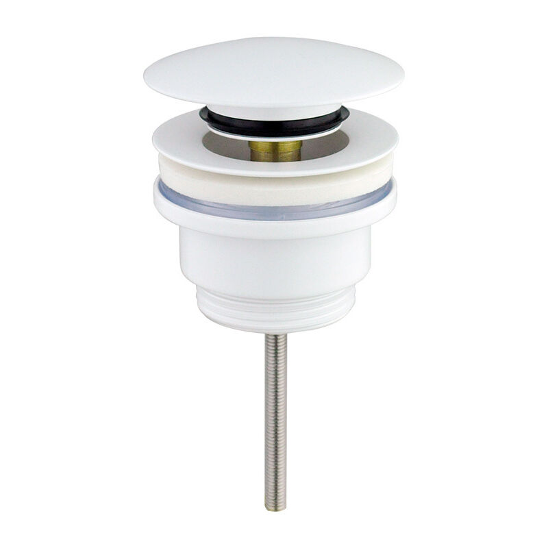 foto del prodotto sjqka piletta universale click clack, bianco opaco, per lavabi e bidet, attacco 1 4, ottone