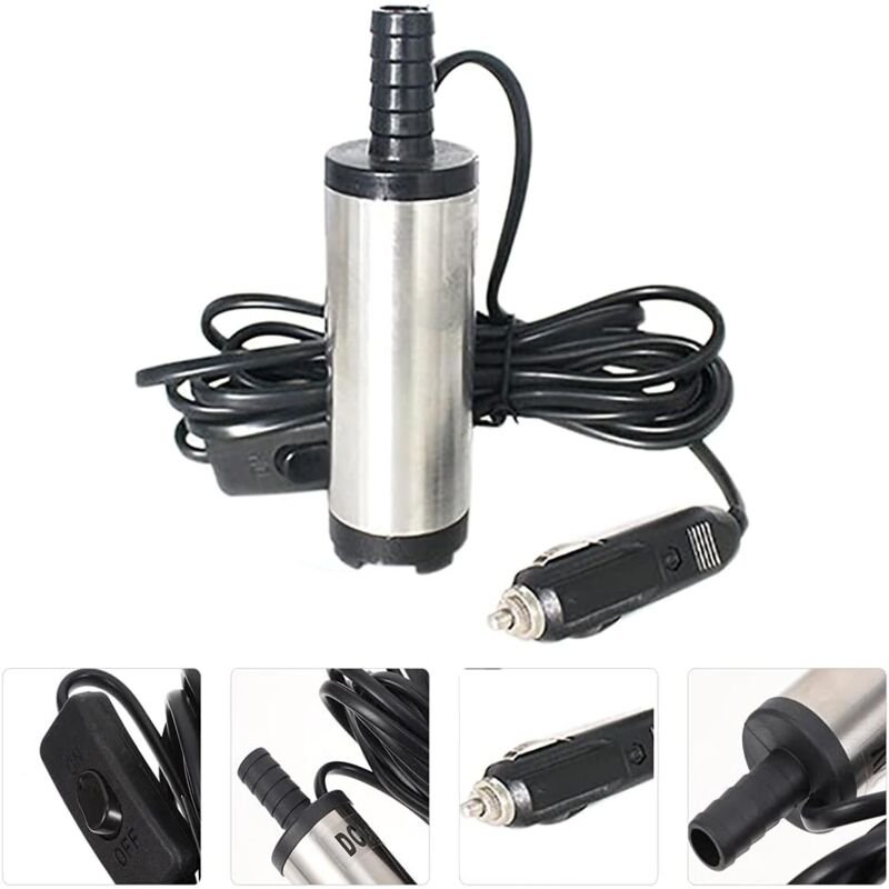 foto del prodotto sjqka pompa diesel 12 v argento, pompa di trasferimento olio, pompa olio elettrica, unit di pompaggio, acciaio inossidabile, pompa sommersa, cavo