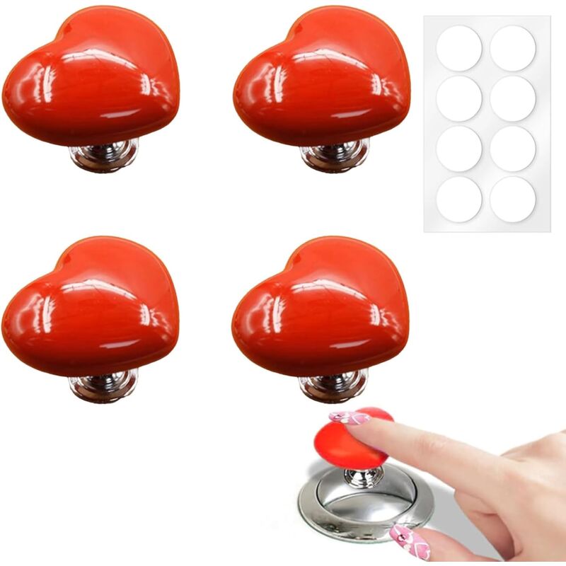 foto del prodotto sjqka pulsanti di scarico a forma di cuore, pulsanti per wc a forma di cuore, pulsanti per serbatoio del wc, pulsanti creativi a forma di cuore,