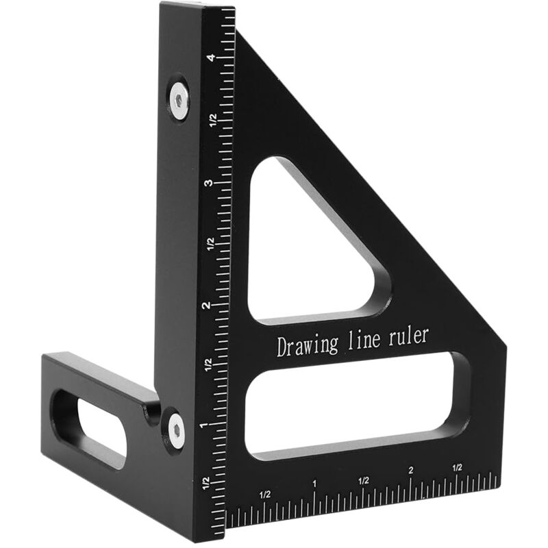 foto del prodotto sjqka righello di misurazione multiangolo 3d da 45 90 gradi in lega di alluminio, quadrato, goniometro, strumento per disegno di linee di mitra,