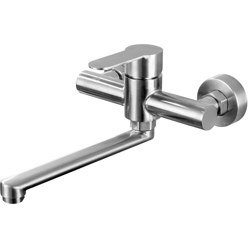 foto del prodotto sjqka rubinetto da cucina a parete con miscelatore girevole a 360 , rubinetto da cucina in acciaio inox 304, spazzolato
