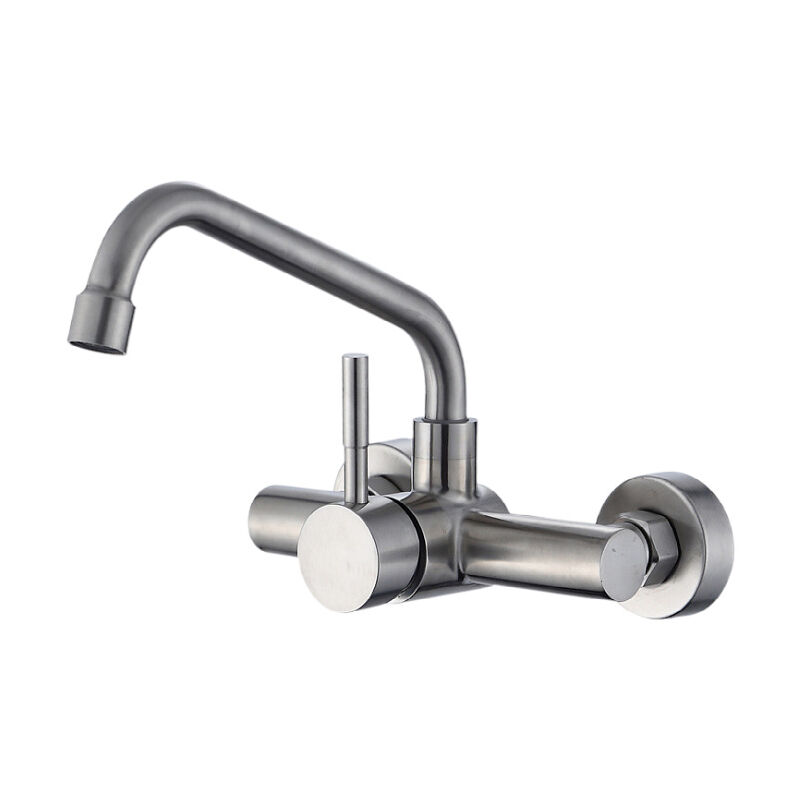 foto del prodotto sjqka rubinetto da cucina a parete, miscelatore da cucina in acciaio inox 304, rubinetto da cucina con beccuccio girevole