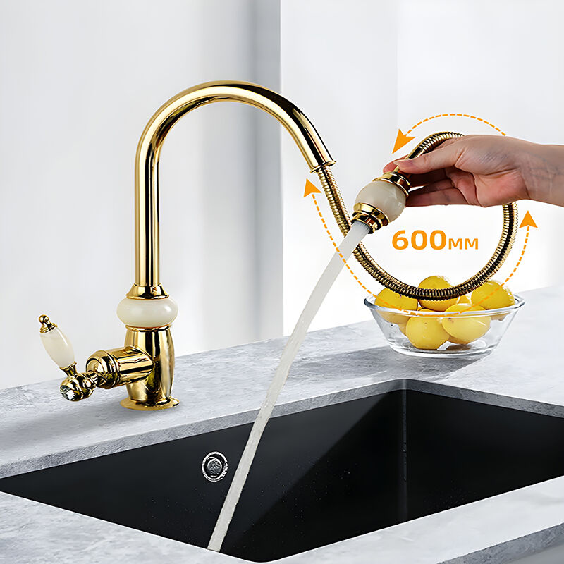 foto del prodotto sjqka rubinetto da cucina in rame dorato di alta qualit rotazione a 360 , getto uniforme senza schizzi, ideale per varie applicazioni, design