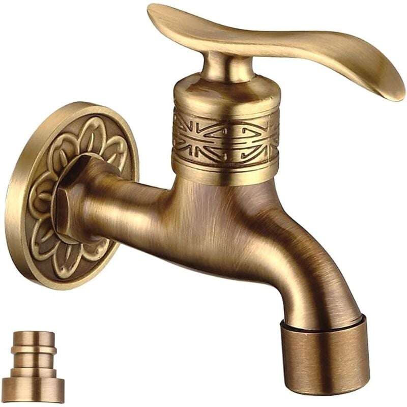 foto del prodotto sjqka rubinetto da parete per bagno con maniglia a leva in ottone anticato, per lavanderia, tubo da giardino esterno, rubinetto singolo per acqua