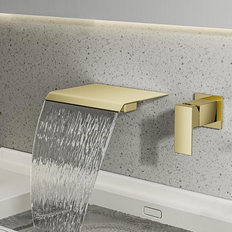 foto del prodotto sjqka rubinetto per bagno a cascata a parete, miscelatore monocomando a cascata, rubinetto per lavabo da appoggio, acqua calda e fredda, ultra