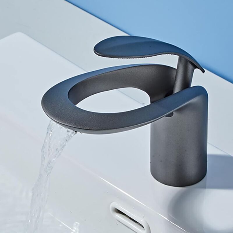 foto del prodotto sjqka rubinetto per bagno a cascata rubinetto per lavabo a cascata, miscelatore per bagno a cascata con valvola in ceramica, maniglia singola,