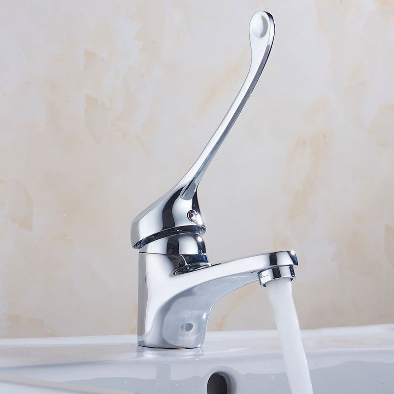 foto del prodotto sjqka rubinetto per bagno con maniglia medica, rubinetto per lavabo con altezza bocca 45 mm, rubinetto per acqua calda e fredda con tubo di
