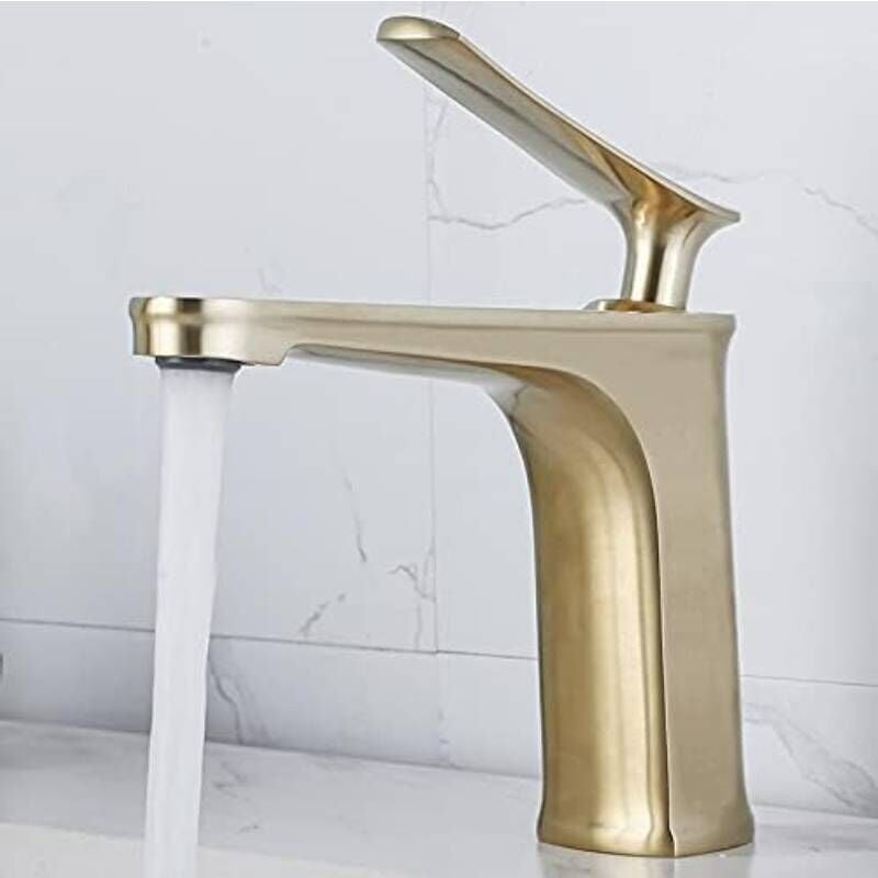 foto del prodotto sjqka rubinetto per bagno in oro spazzolato, rubinetto per lavabo, miscelatore per bagno con acqua calda e fredda, rubinetto per lavabo con acqua