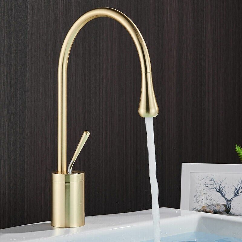 foto del prodotto sjqka rubinetto per bagno in ottone massiccio dorato, miscelatore alto, rubinetto per lavandino del bagno montato sul ponte