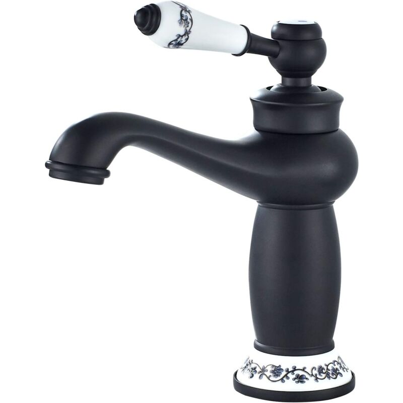 foto del prodotto sjqka rubinetto per bagno, miscelatore monocomando per lavabo, rubinetto per lavabo da bagno, miscelatore retr per lavabo, ottone nero senza tubo 