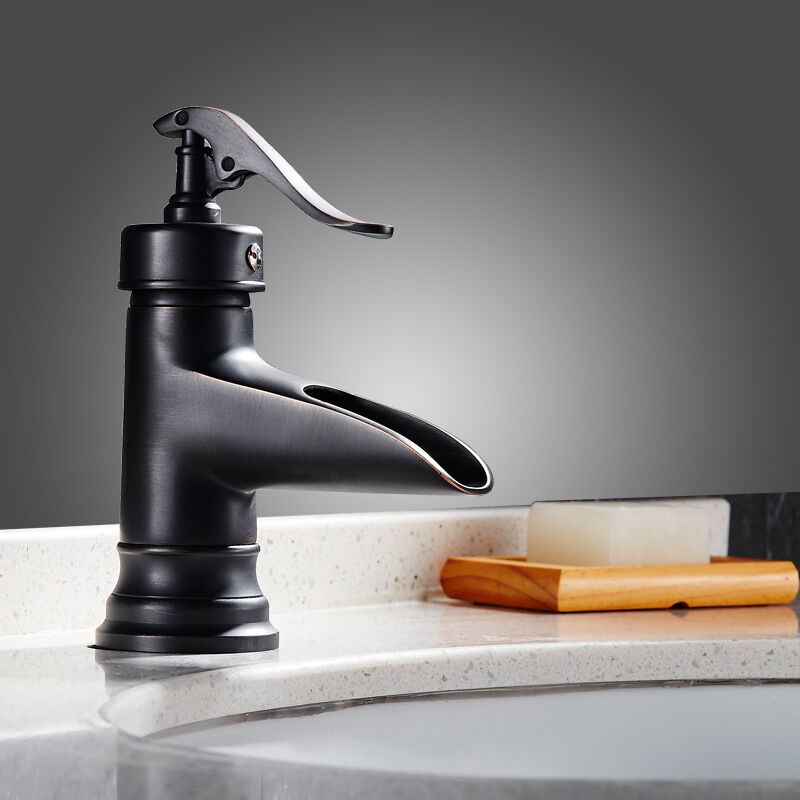 foto del prodotto sjqka rubinetto per bagno nero, miscelatore per lavabo con maniglia singola, miscelatore per bagno con tubo di collegamento da 60 cm