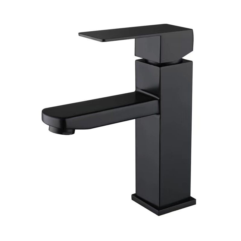 foto del prodotto sjqka rubinetto per bagno nero, miscelatore per lavabo quadrato, rubinetto per acqua calda e fredda, miscelatore per bagno in acciaio inox senza