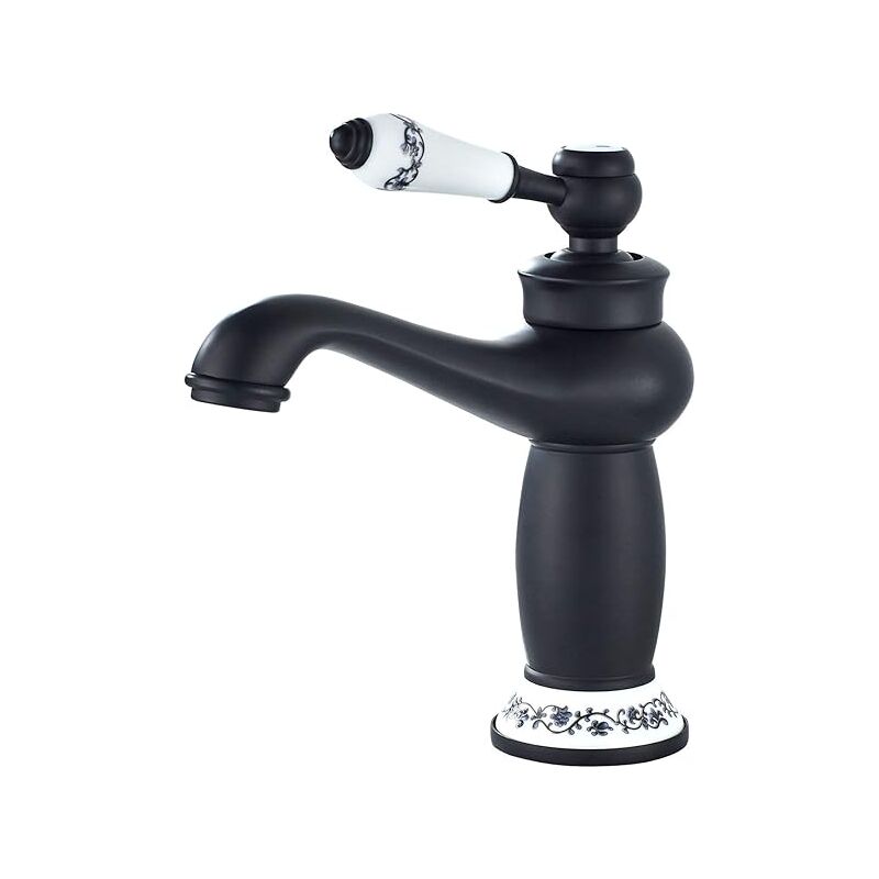 foto del prodotto sjqka rubinetto per bagno rubinetto per lavabo con maniglia singola rubinetto per lavabo retr rubinetto per lavabo, ottone nero