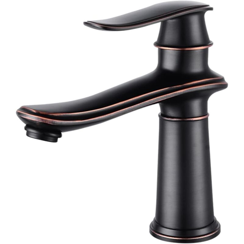 foto del prodotto sjqka rubinetto per bagno vintage, rubinetto per lavabo in ottone, miscelatore per acqua calda e fredda, rubinetto per lavabo con maniglia singola,