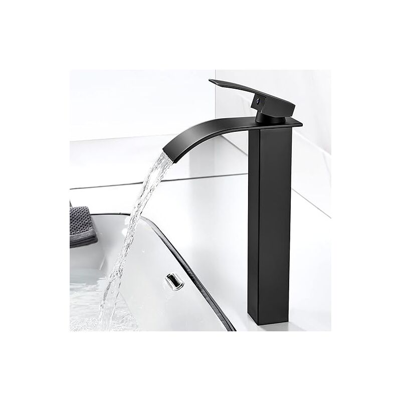 foto del prodotto sjqka rubinetto per il bagno, rubinetto moderno per lavabo alto nero, miscelatore per lavabo