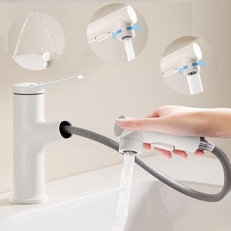 foto del prodotto sjqka rubinetto per lavabo, 3 modalit d acqua, rubinetto per bagno, rubinetto estraibile per acqua calda e fredda, funzione fontana, con tubo di