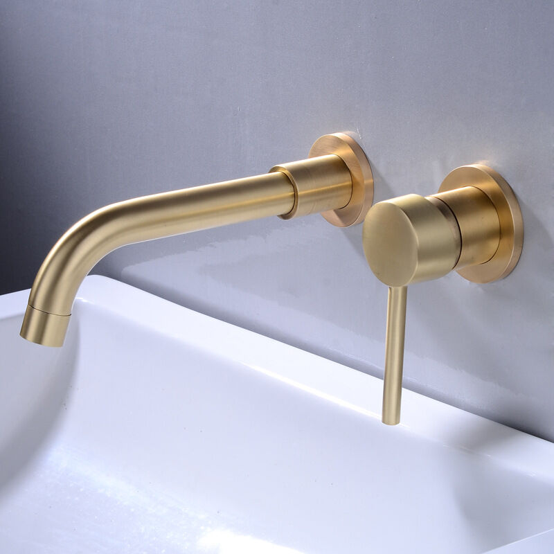 foto del prodotto sjqka rubinetto per lavabo a parete, miscelatore a parete in ottone di alta qualit , rubinetto per bagno nascosto, rubinetto per acqua calda e