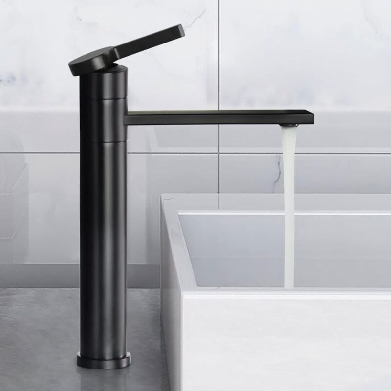 foto del prodotto sjqka rubinetto per lavabo alto girevole a 360 , miscelatore per lavabo con maniglia singola, rubinetto per bagno regolabile con acqua calda e