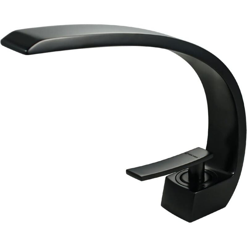 foto del prodotto sjqka rubinetto per lavabo cromato con tubo di alimentazione, rubinetto per lavabo monoforo dal design unico, miscelatore per lavabo nero 