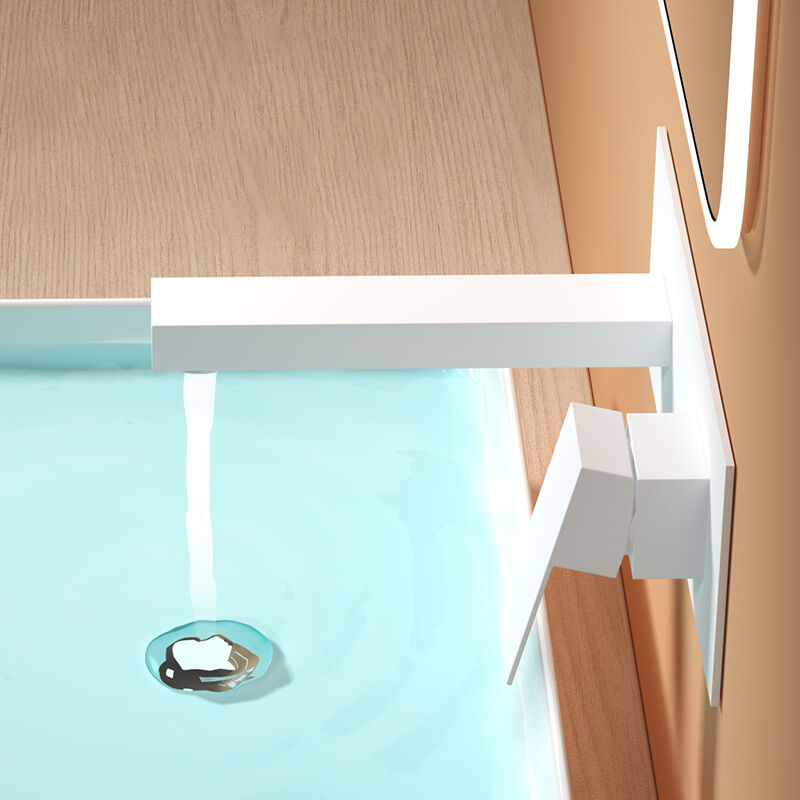 foto del prodotto sjqka rubinetto per lavabo da bagno a parete in rame di alta qualit vernice superficiale resistente, doppio controllo della temperatura, acqua