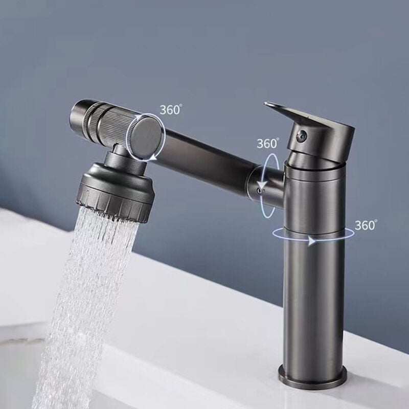 foto del prodotto sjqka rubinetto per lavabo da bagno in rame di alta qualit rotazione a 360 , modalit di acqua diversificate, installazione facile e veloce