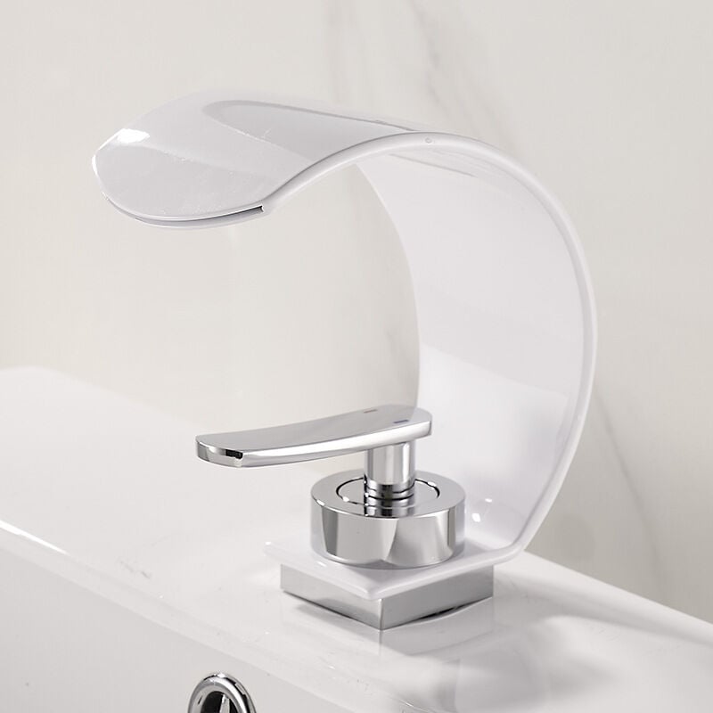 immagine 0 del prodotto sjqka rubinetto per lavabo da bagno in rame di lusso, doppio controllo per acqua calda e fredda, beccuccio a cascata, facile installazione,