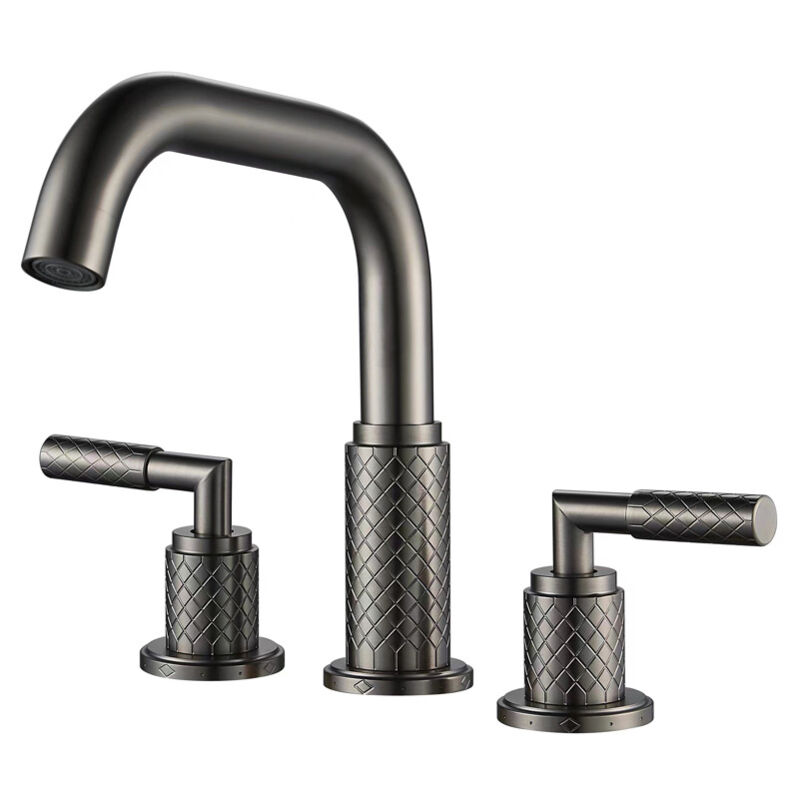 foto del prodotto sjqka rubinetto per lavabo da bagno in rame di lusso, elegante design a tre fori, rotazione flessibile a 360 , controllo preciso dell acqua calda e