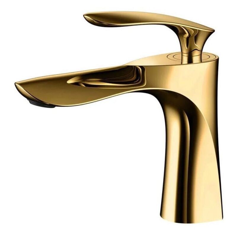 foto del prodotto sjqka rubinetto per lavabo da bagno, miscelatore in ottone, finitura cromata oro, miscelatore per lavabo oro con tubo flessibile 