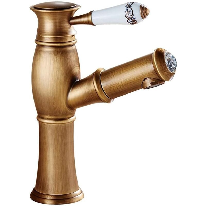 foto del prodotto sjqka rubinetto per lavabo da bagno spazzolato, rubinetto con maniglia singola in oro, rubinetto estraibile in ottone, rubinetto estraibile per