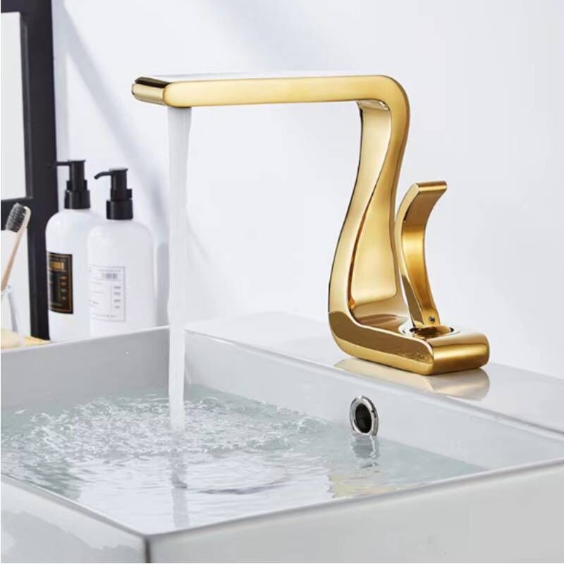 foto del prodotto sjqka rubinetto per lavabo interamente in rame, miscelatore per acqua calda e fredda, lavandino per bagno di lusso creativo a forma di drago oro