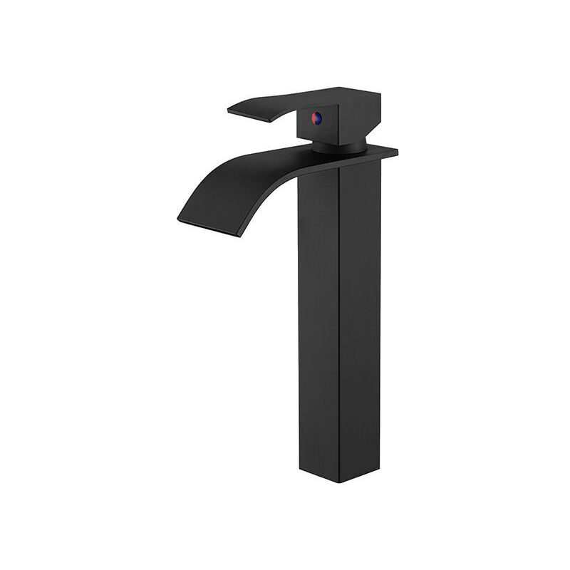 foto del prodotto sjqka rubinetto per lavabo nero, miscelatore per lavabo da bagno alto, rubinetto in acciaio inox con grande beccuccio quadrato, disponibile acqua