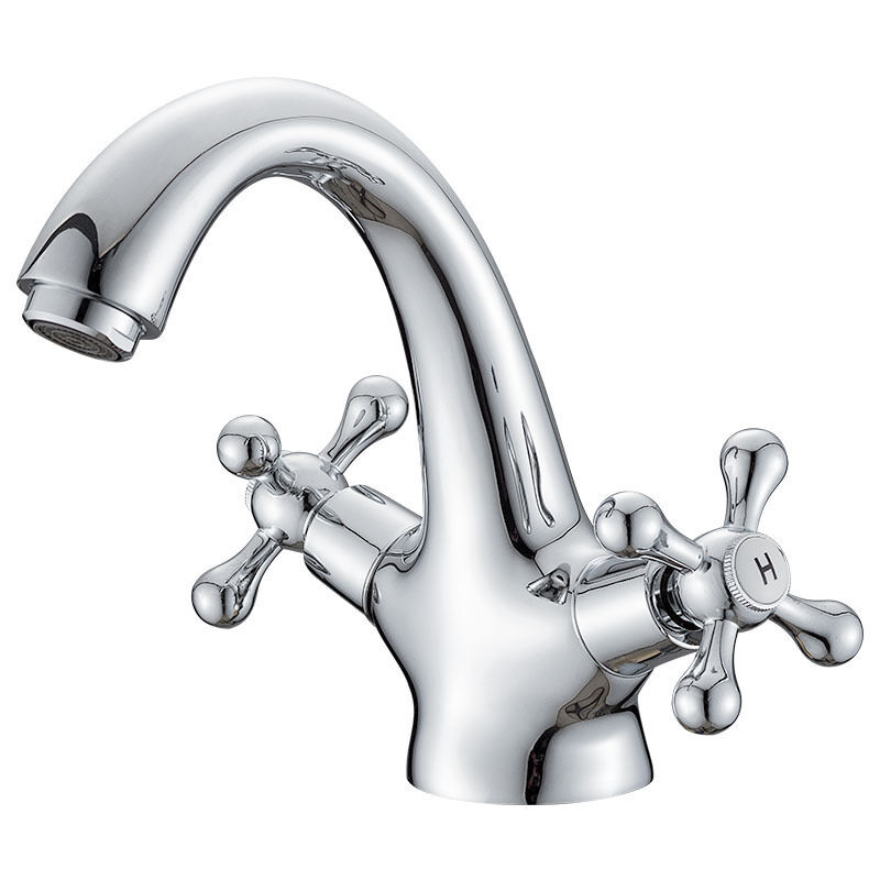 foto del prodotto sjqka rubinetto per lavabo retr , miscelatore per bagno vintage, cromato, argento senza tubo 