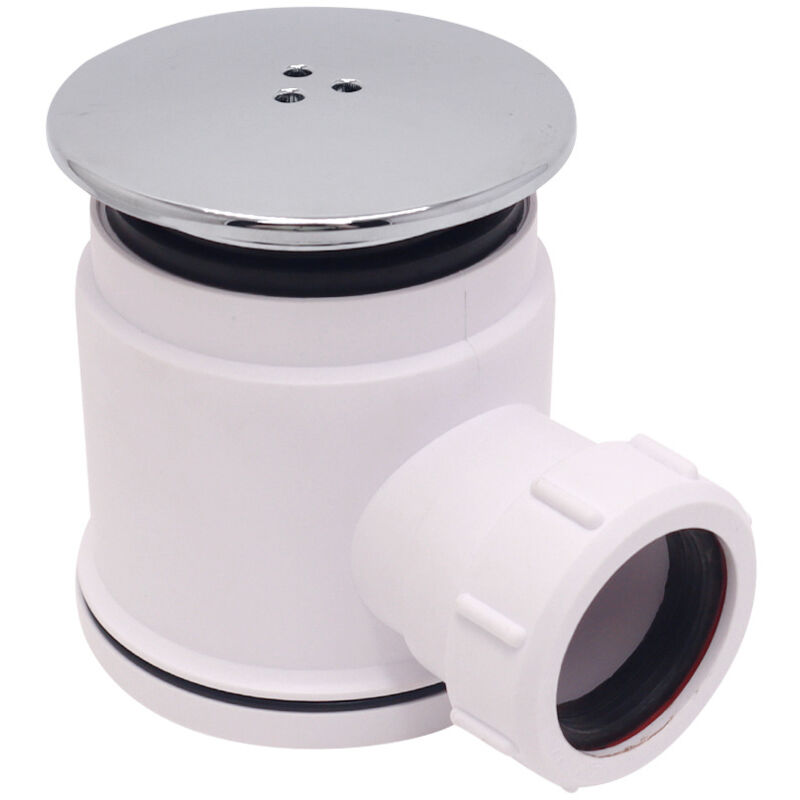 foto del prodotto sjqka scarico per doccia rotondo bianco per bagno, design in plastica e acciaio inossidabile, scolapiatti, sifone a grande spostamento, scarico a