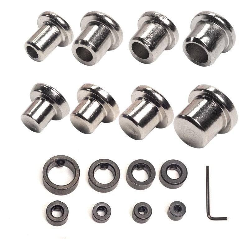 foto del prodotto sjqka set di 17 utensili per tassellatura in legno per la lavorazione del legno, 6 mm, 8 mm, 10 mm, 12 mm, 4 cavi 4 pieni 8 anelli di