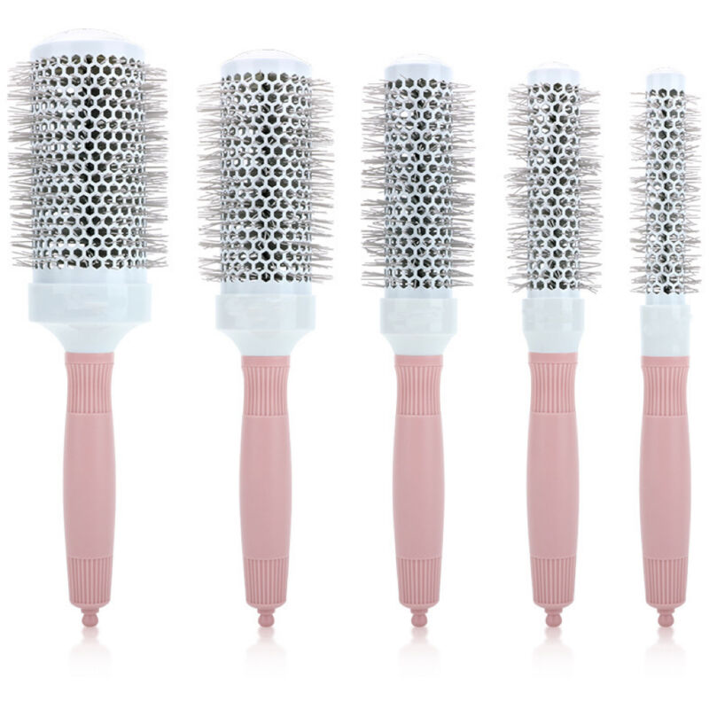 foto del prodotto sjqka set di spazzole rotonde biologiche in 5 misure per donna, spazzola rotonda riciclabile e set di spazzole rotonde per capelli per asciugatura